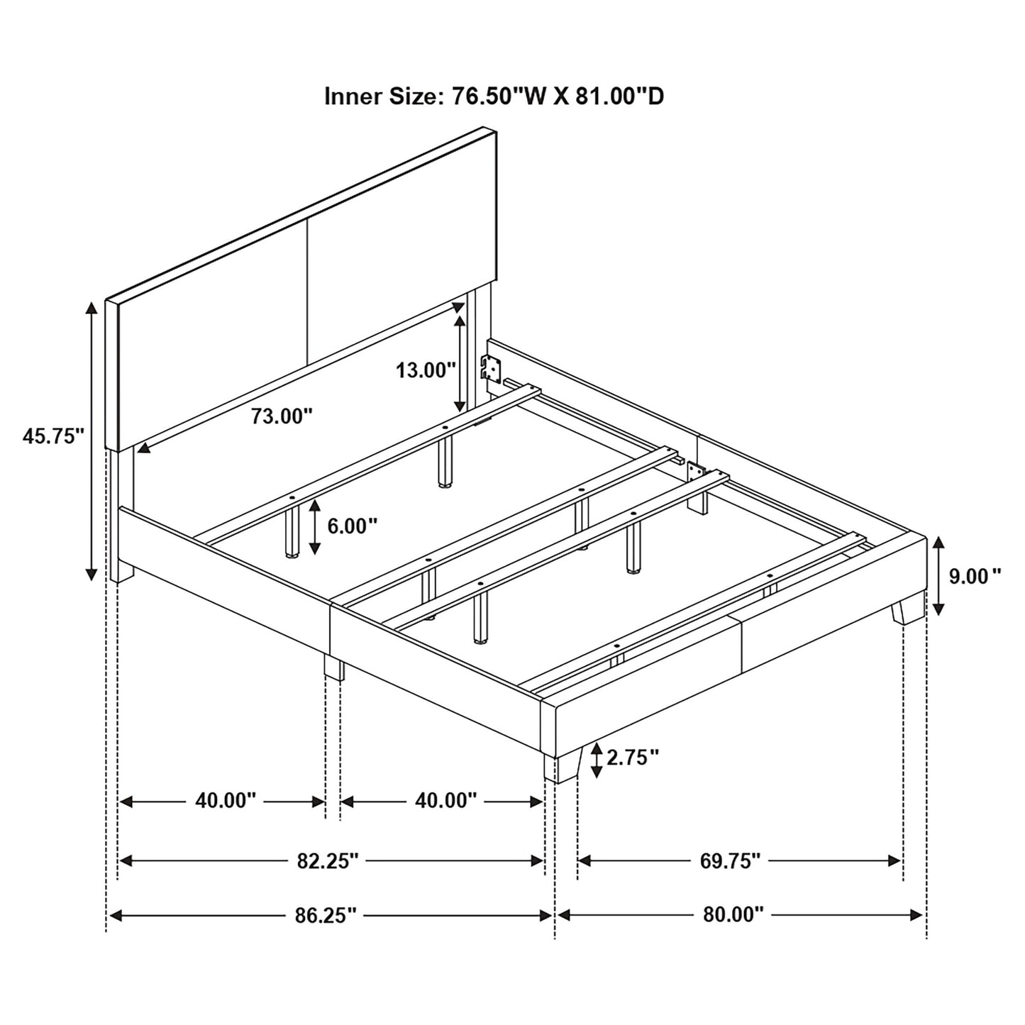 Dorian Faux Leather Upholstered Eastern King Panel Bed Black