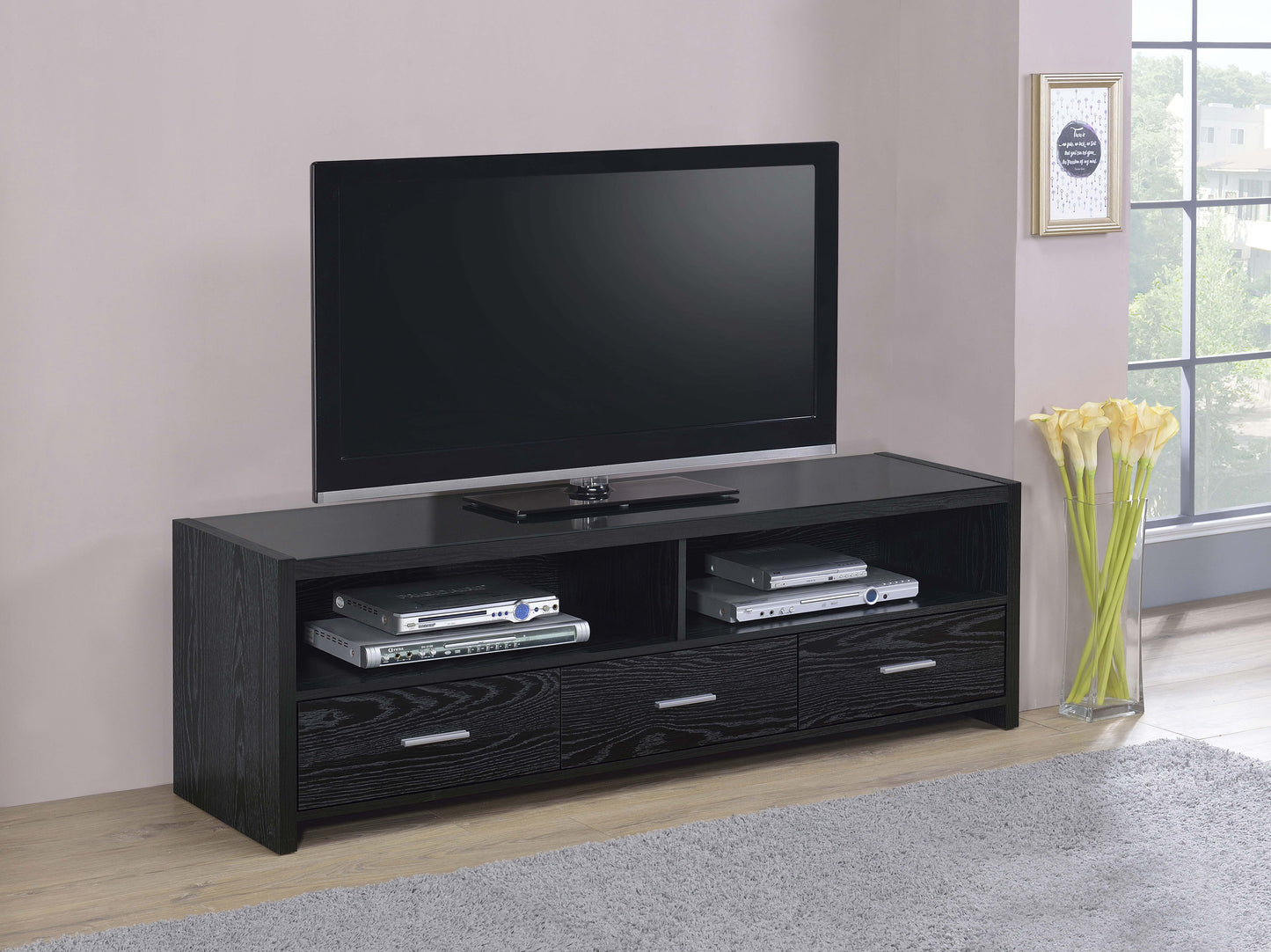 Alton 3-drawer Engineered Wood 62-inch TV Stand Black Oak