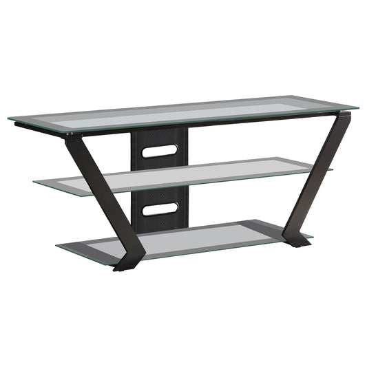 Donlyn 2-tier Metal 50-inch TV Stand with Glass Shelves Black