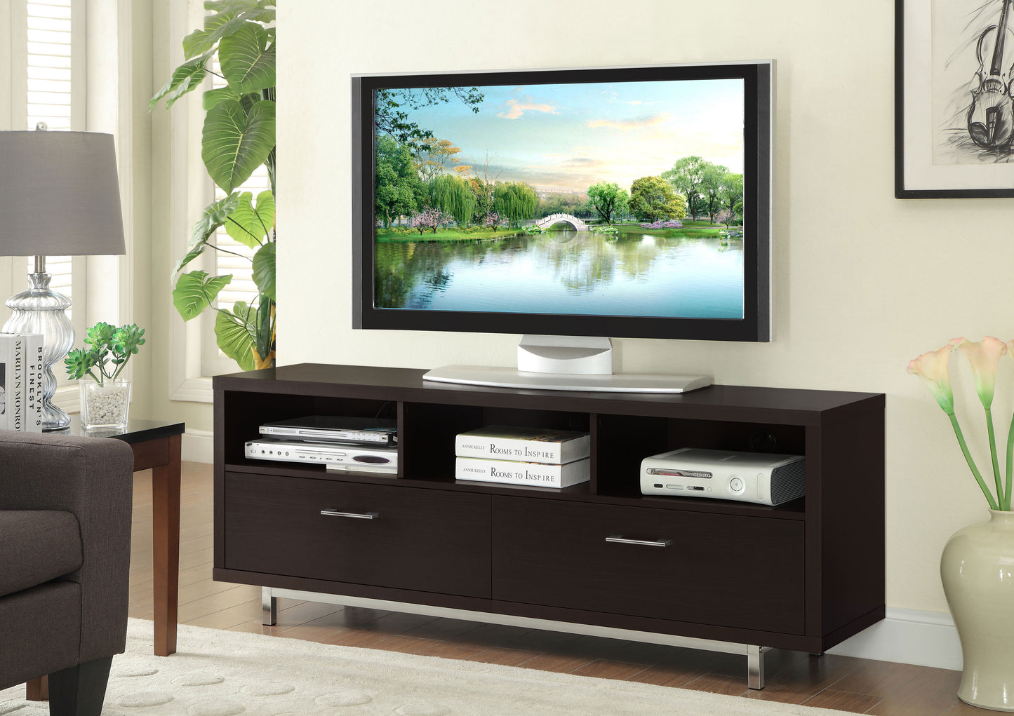 Casey 2-drawer Engineered Wood 60-inch TV Stand Cappuccino