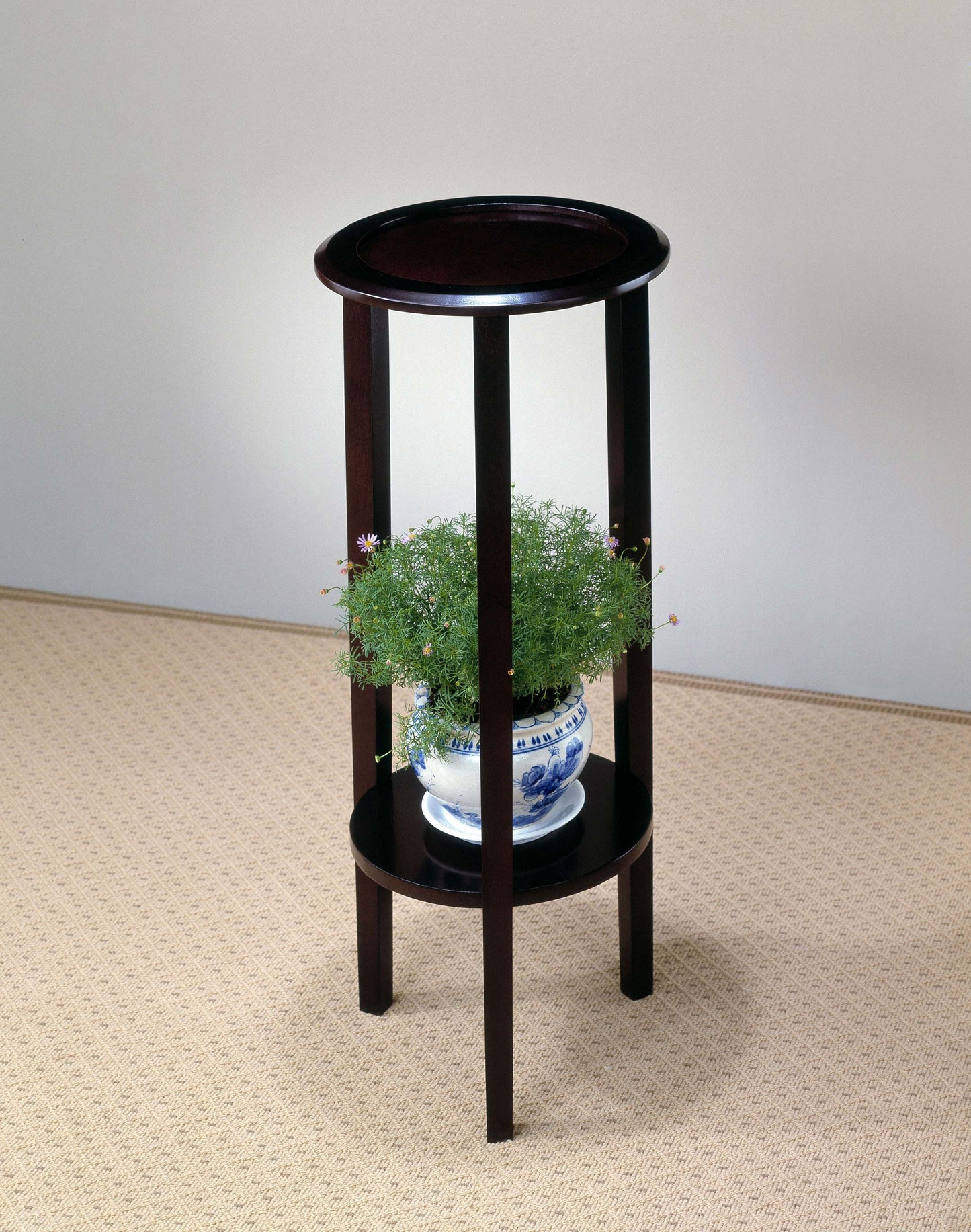 Kirk 1-shelf Round Wood Plant Stand Espresso