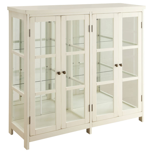 Sable 4-door Wood Accent Storage Display Cabinet Off White