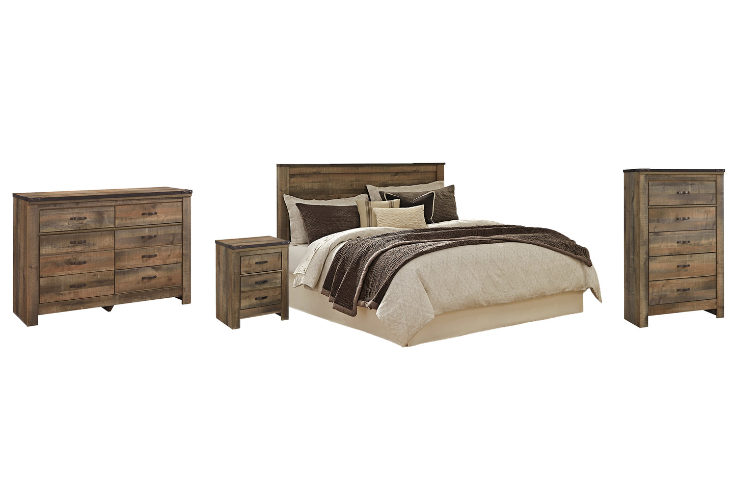 Trinell Queen Panel Headboard with Dresser, Chest and Nightstand
