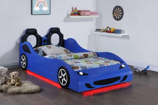 Cruiser Wood Twin LED Car Bed Blue