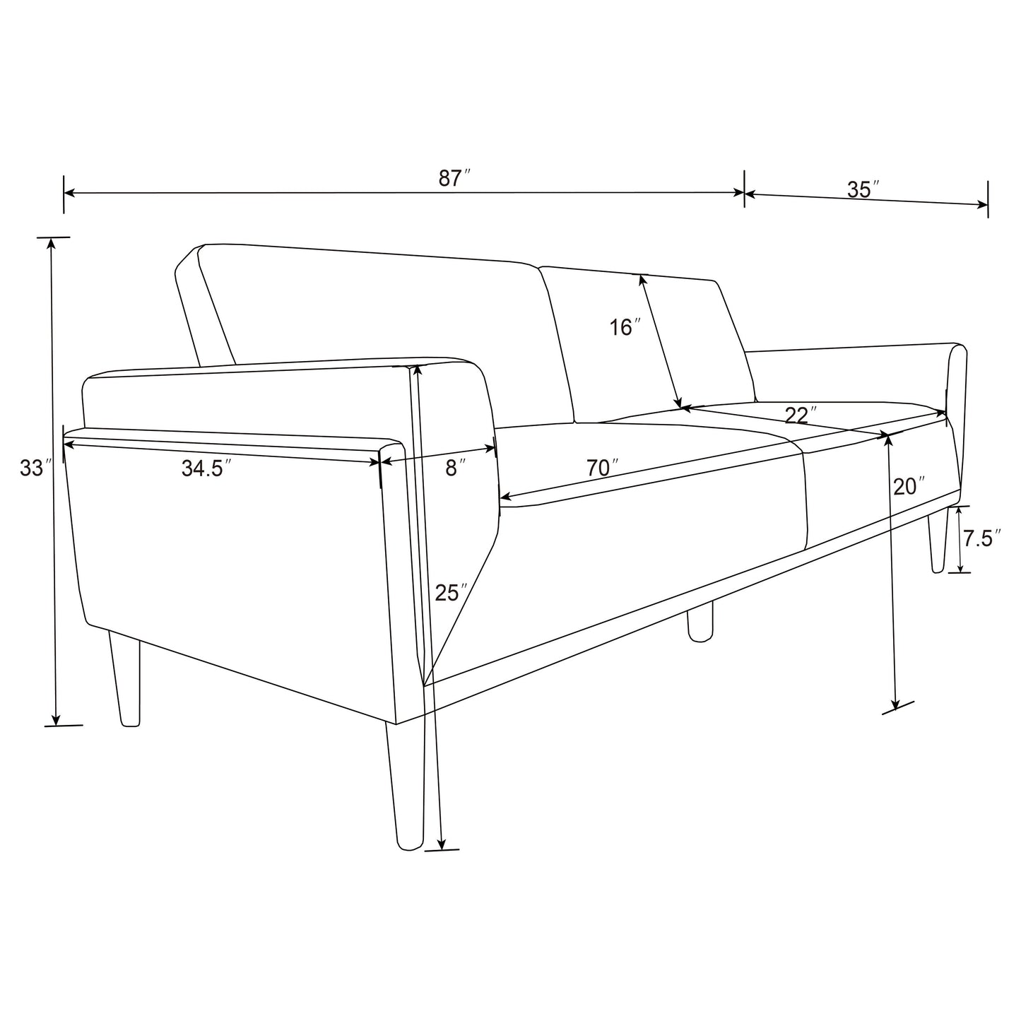 Rilynn 3-piece Upholstered Track Arms Sofa Set Grey