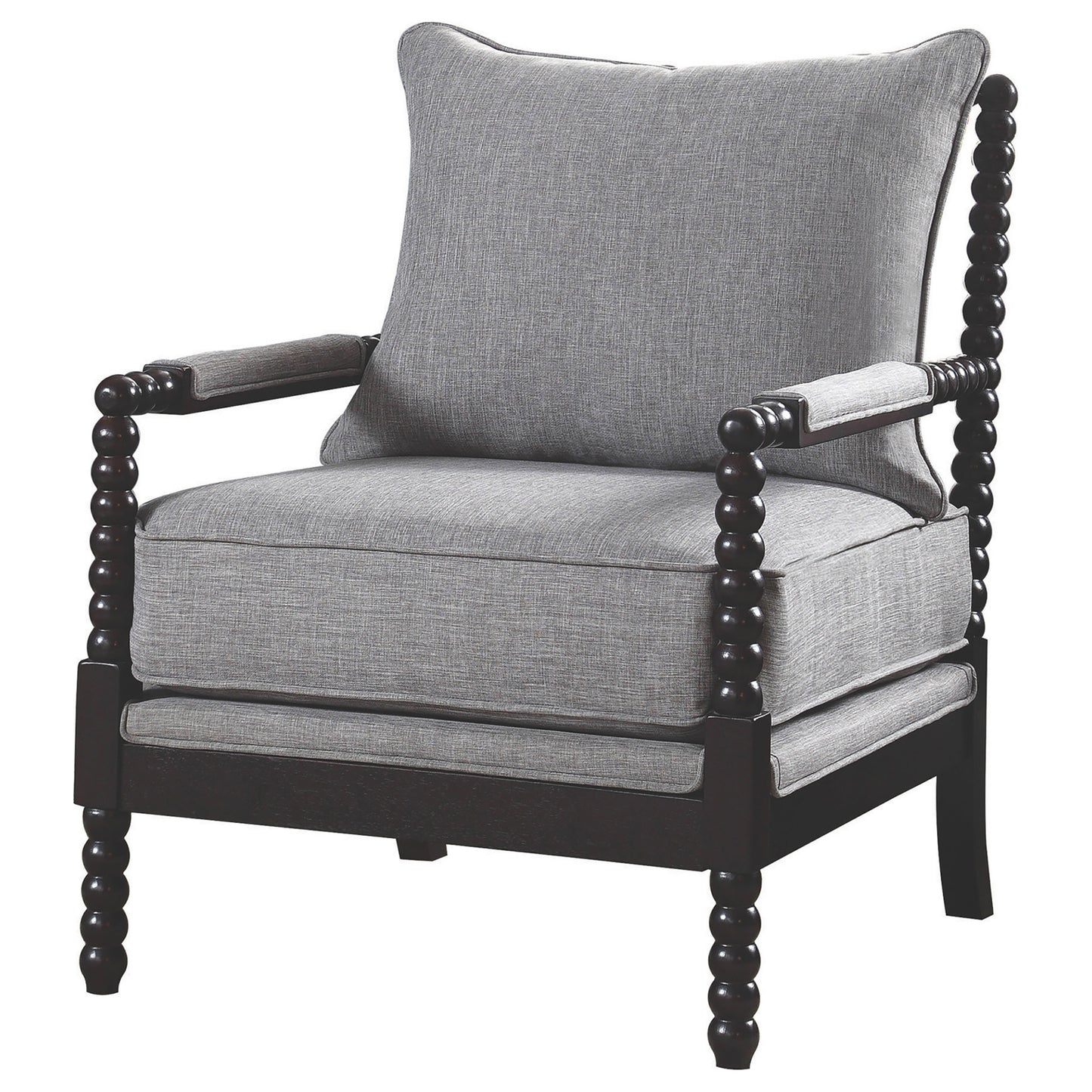 Blanchett Upholstered Bobbin Accent Chair Grey and Cappuccino