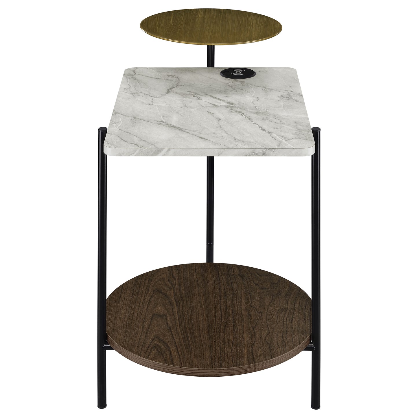 Ottilie 3-tier Side Table With Wireless Charger White and Black