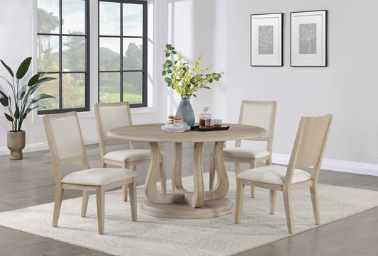 Trofello 5-piece Round Dining Set White Washed