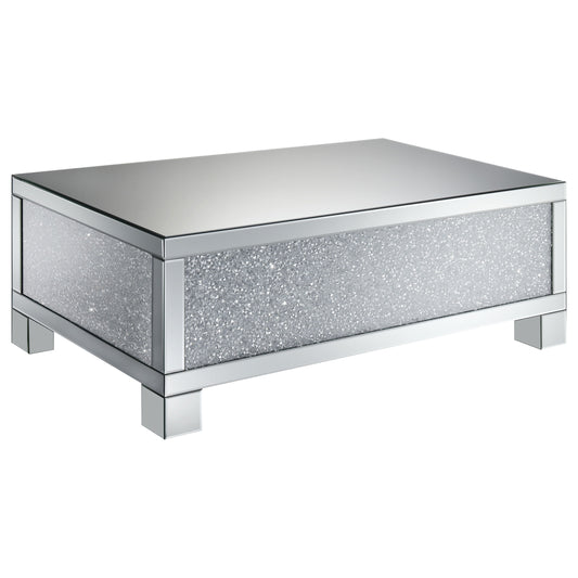 Gillian Rectangular Mirrored Acrylic Coffee Table Silver