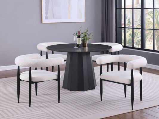 Camden 5-piece Round Dining Table Set Black and Cream