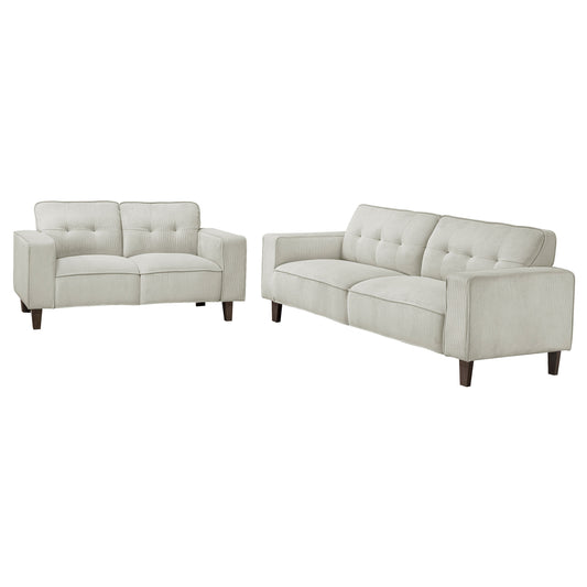 Deerhurst 2-piece Upholstered Track Arm Sofa Set Beige