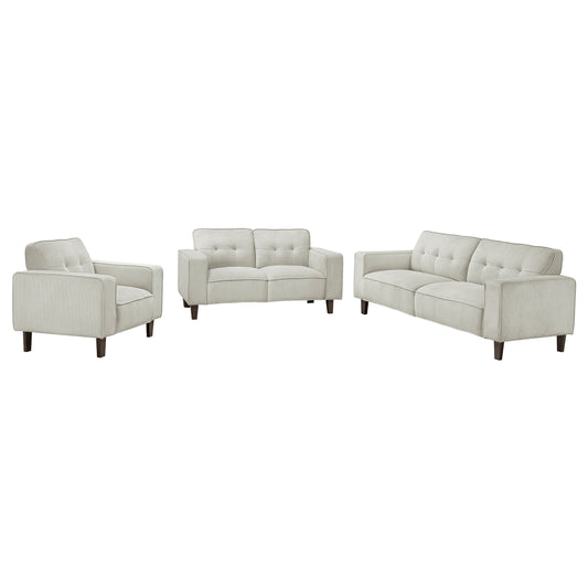 Deerhurst 3-piece Upholstered Track Arm Sofa Set Beige