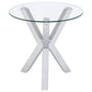 Kenzie Round Tempered Glass Top End Side Table Chrome