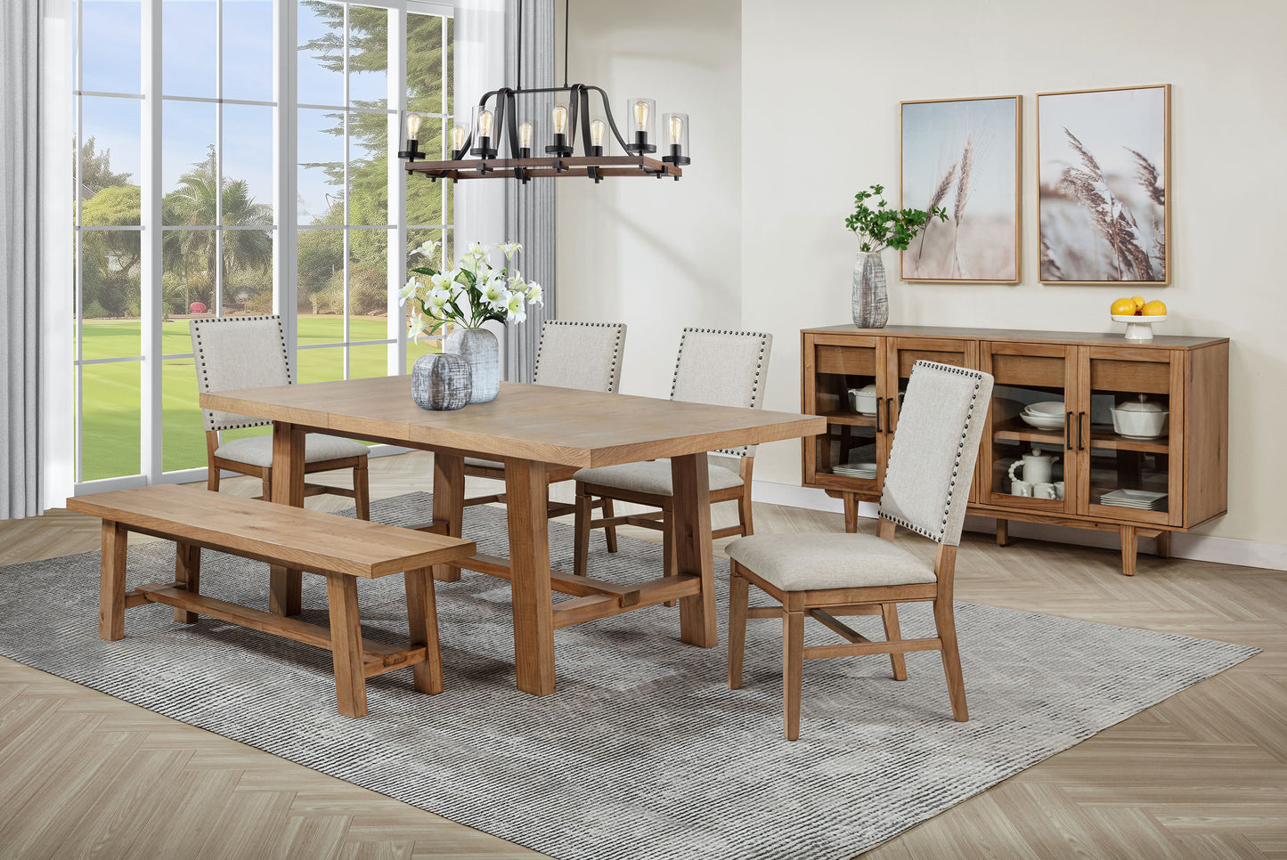 Middleton 76-inch Extension Leaf Dining Table Natural Brown