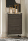 Arkenton California King Panel Bed with Mirrored Dresser, Chest and Nightstand