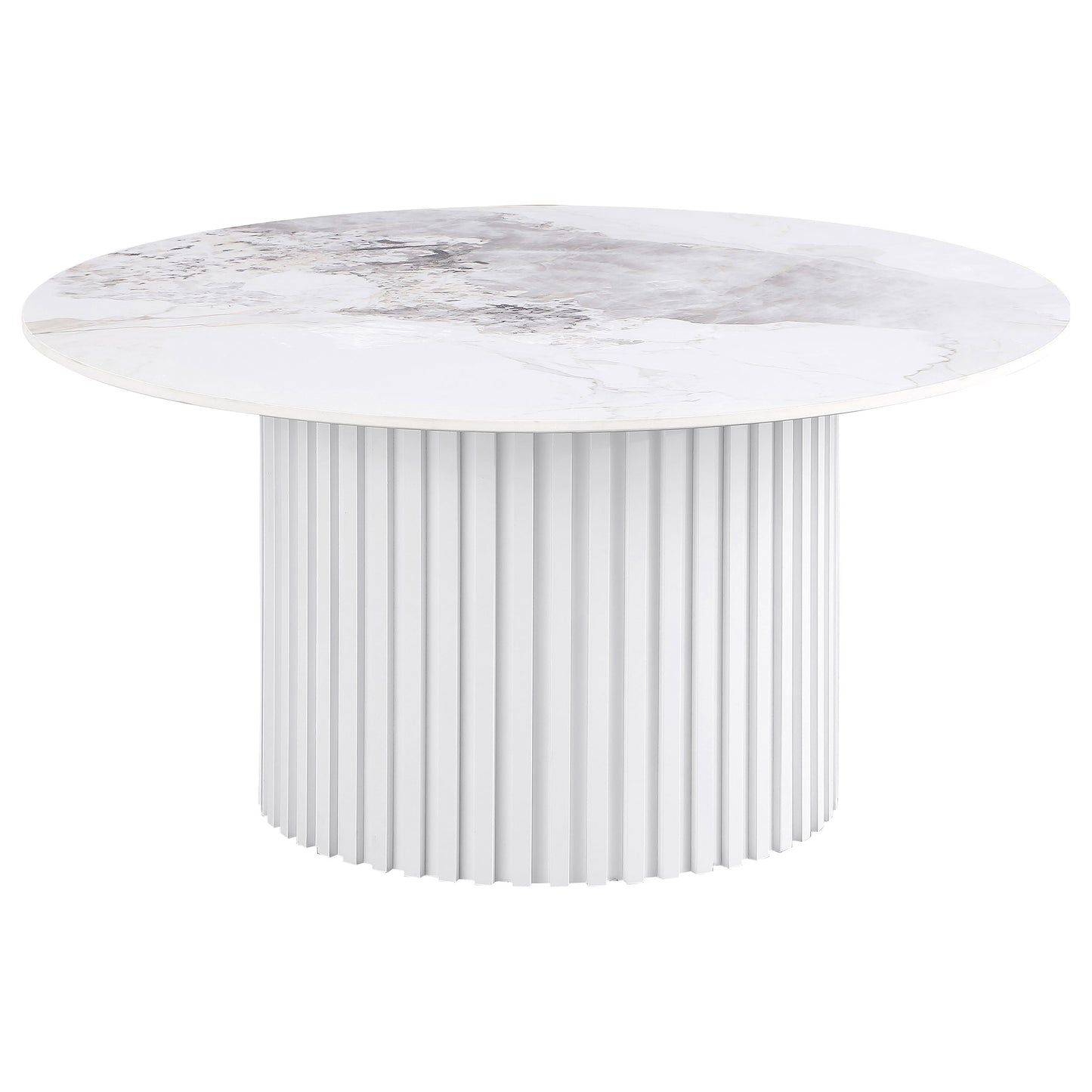 Rowena 2-piece Coffee and End Table Set White Faux Marble