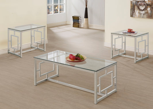Merced 3-piece Rectangular Coffee and End Table Set Nickel