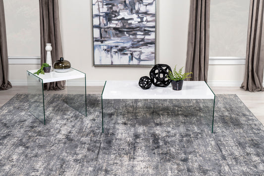 Opal 2-piece Coffee and End Table Set White High Gloss