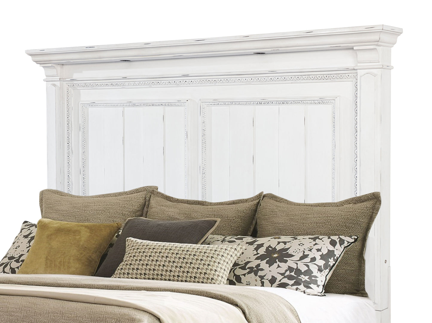 McKinney California King LED Light Panel Bed Vintage White