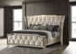 Lorient Queen LED Upholstered Wingback Bed Ivory and Camel