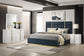 Ines 4-piece Eastern King Bedroom Set Navy and White High Gloss