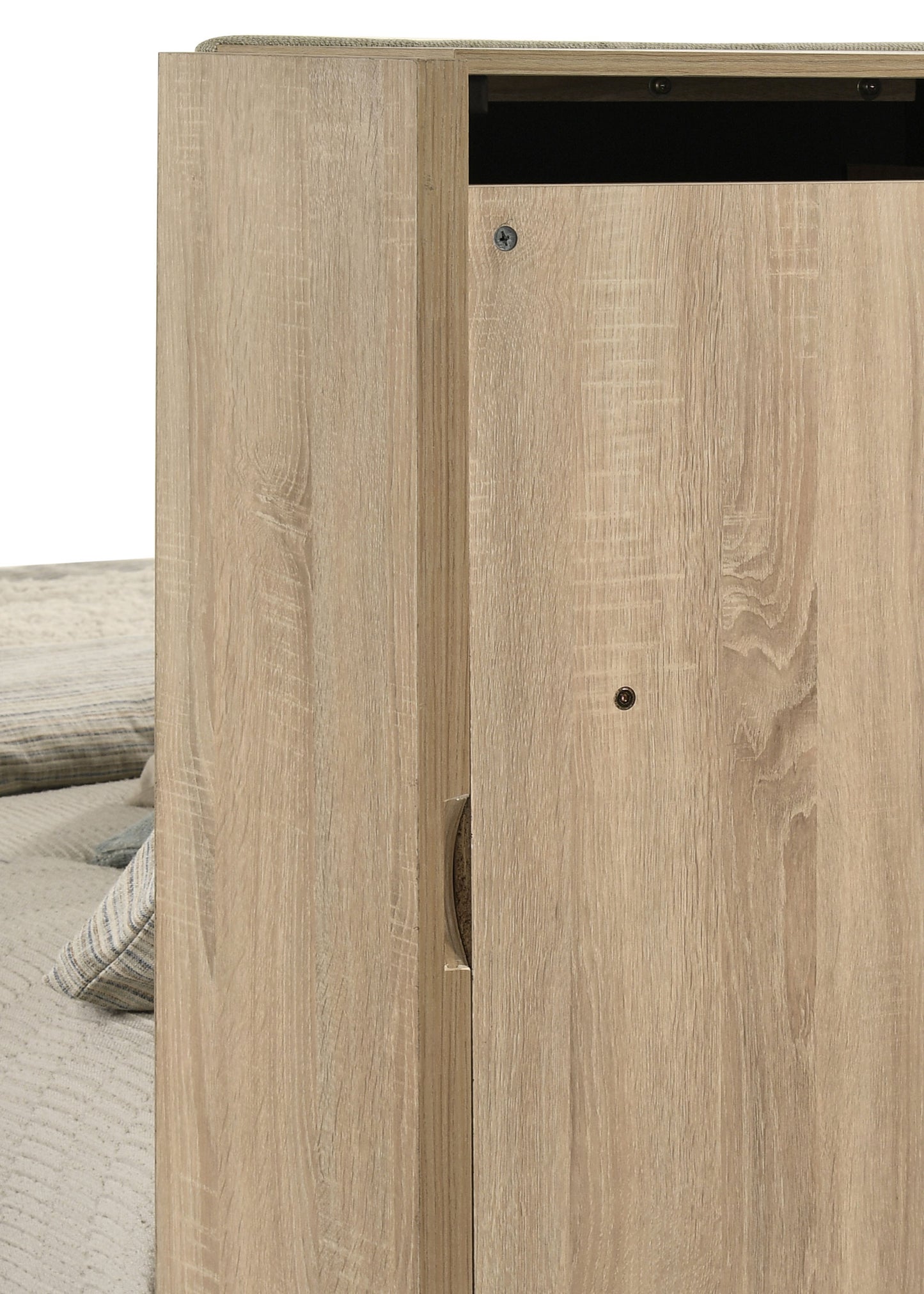 Arielle Queen Bookcase Panel Storage Bed Light Oak