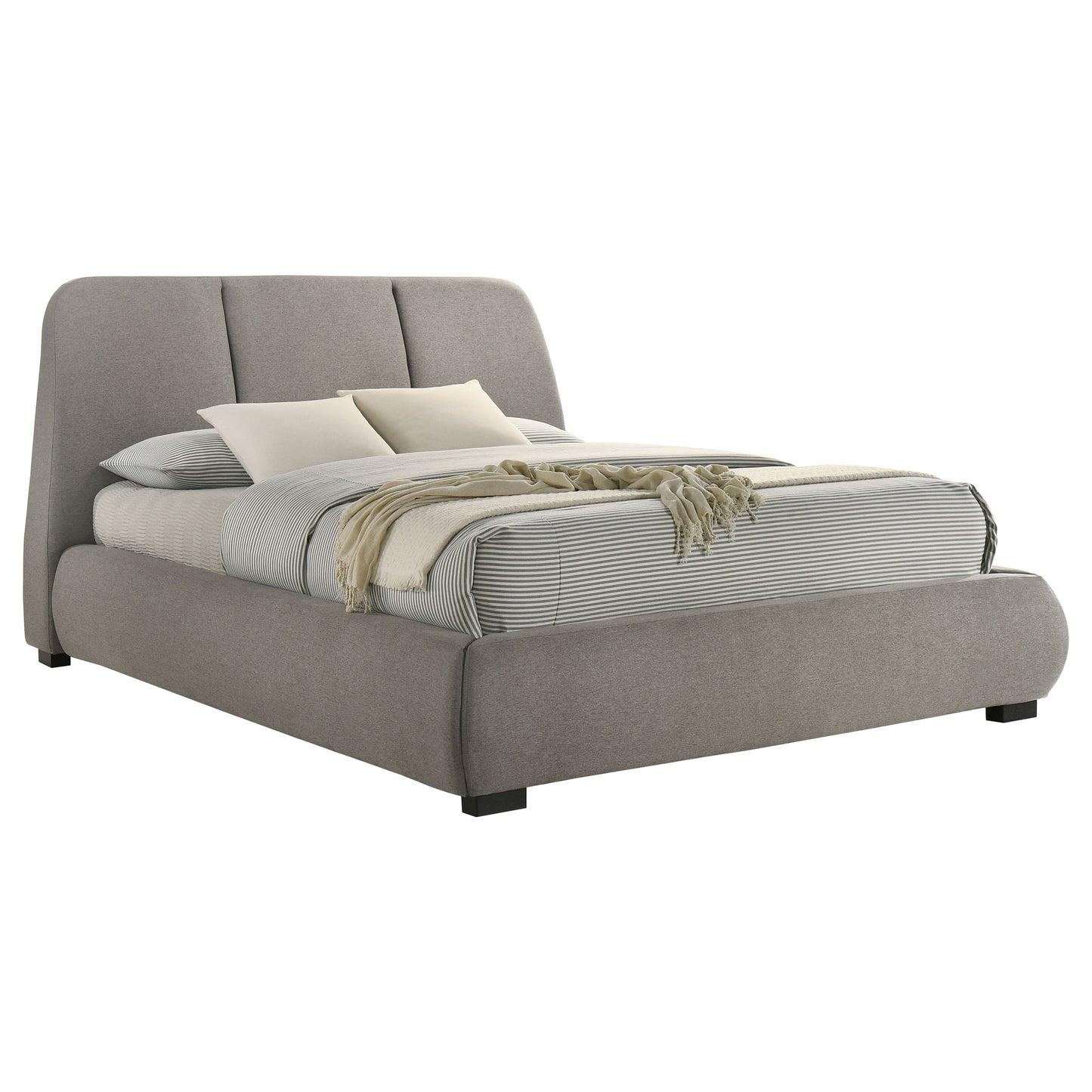 Mokena 46-inch Upholstered Queen Platform Bed Taupe