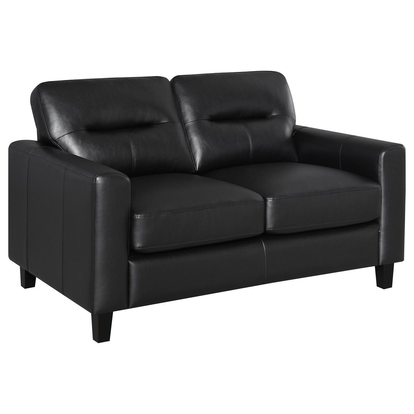 Scotland 3-piece Faux Leather Upholstered Sofa Set Black