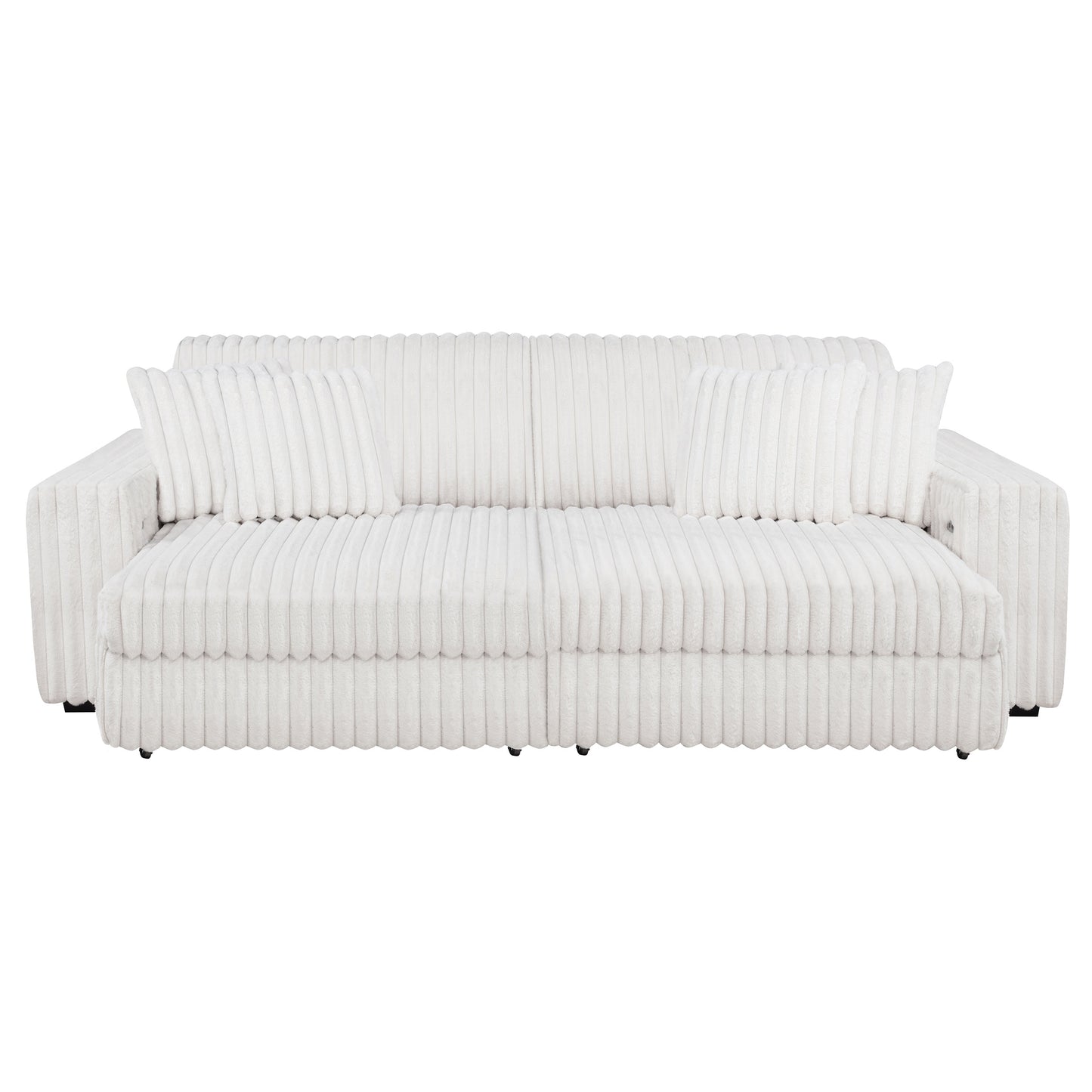 Jacana Corduroy Upholstered Dual Power Chaise Sofa Ivory