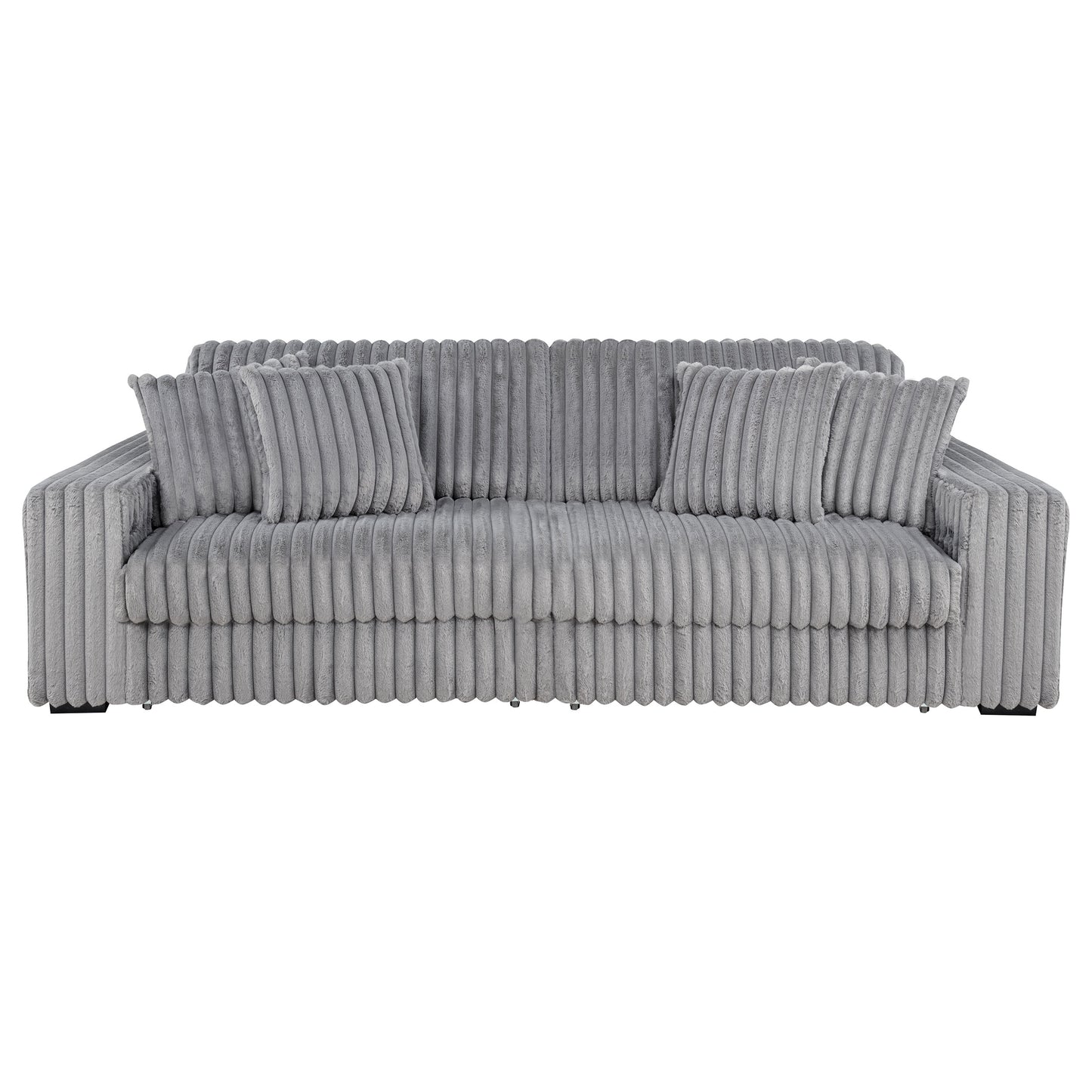 Jacana Corduroy Upholstered Dual Power Chaise Sofa Grey