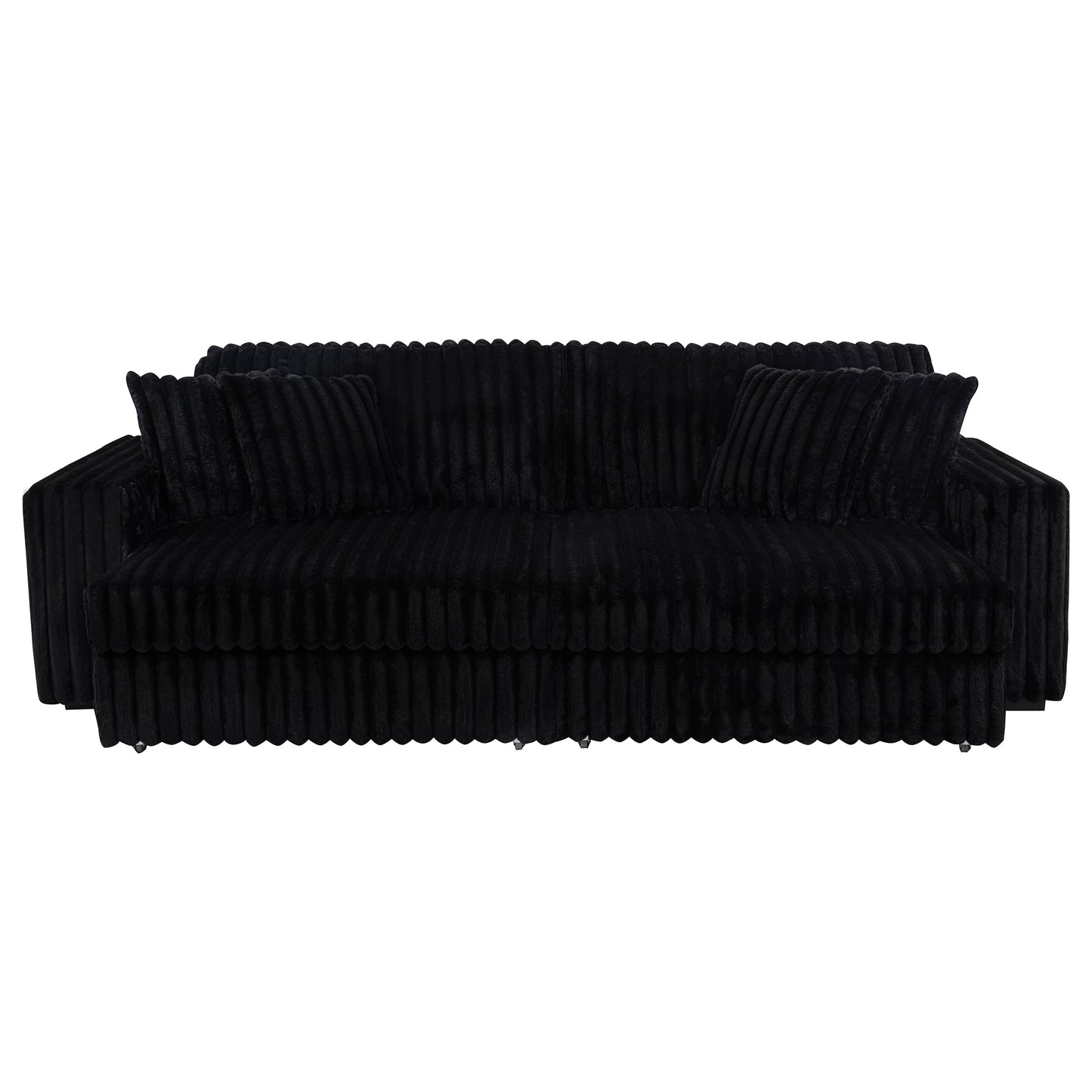 Jacana Corduroy Upholstered Dual Power Chaise Sofa Black