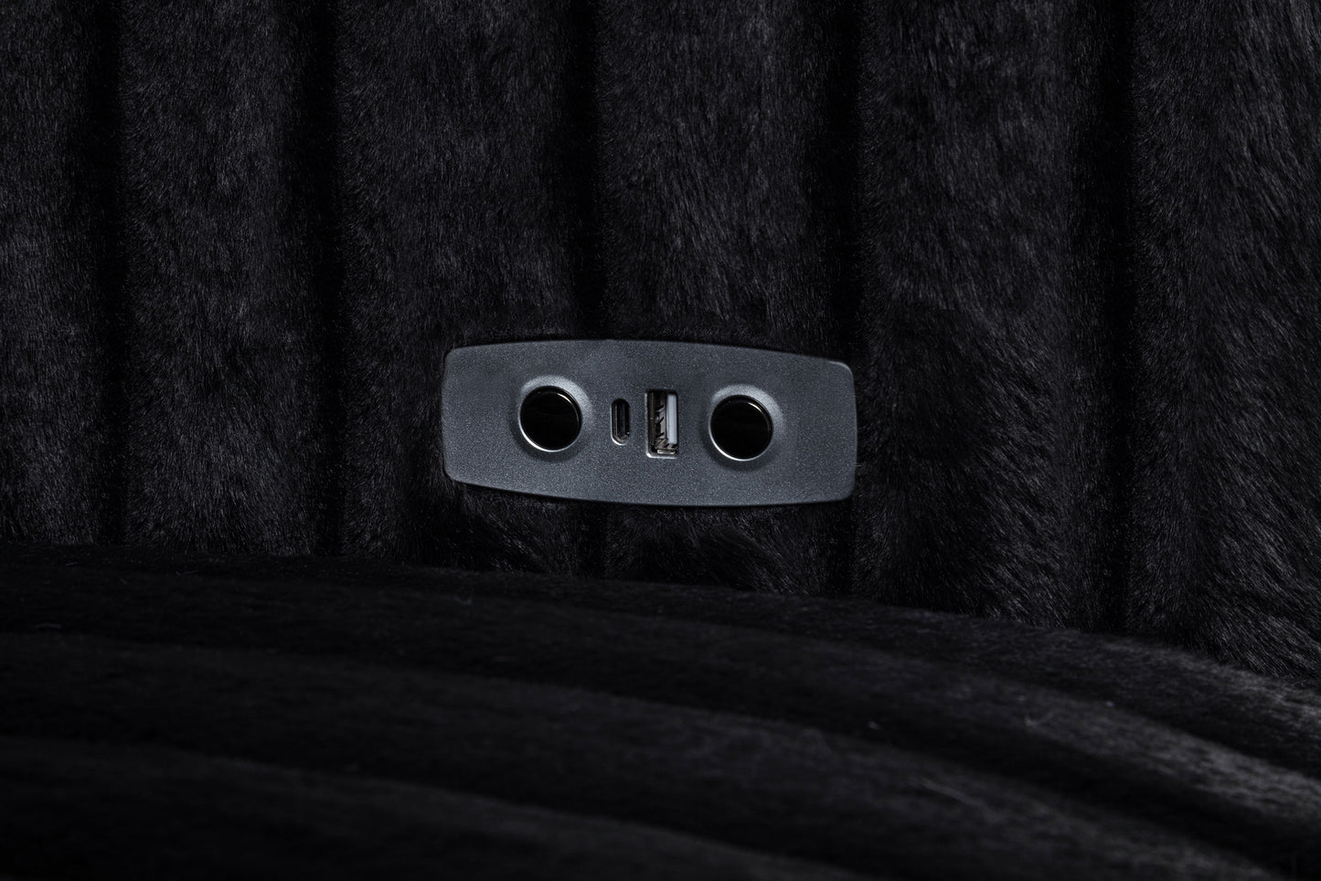 Jacana Corduroy Upholstered Dual Power Chaise Sofa Black