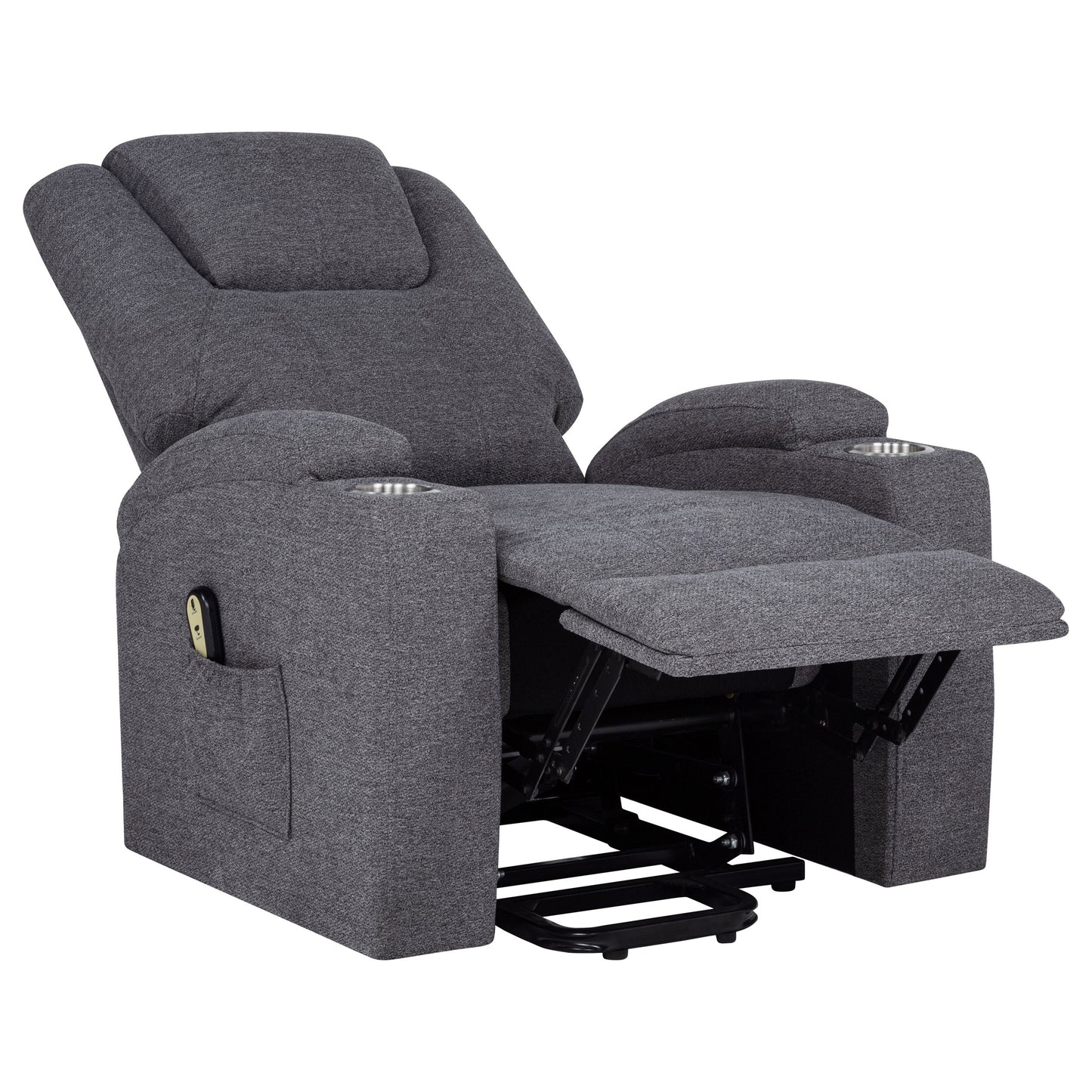 Louie Chenille Upholstered Power Lift Massage Chair Grey