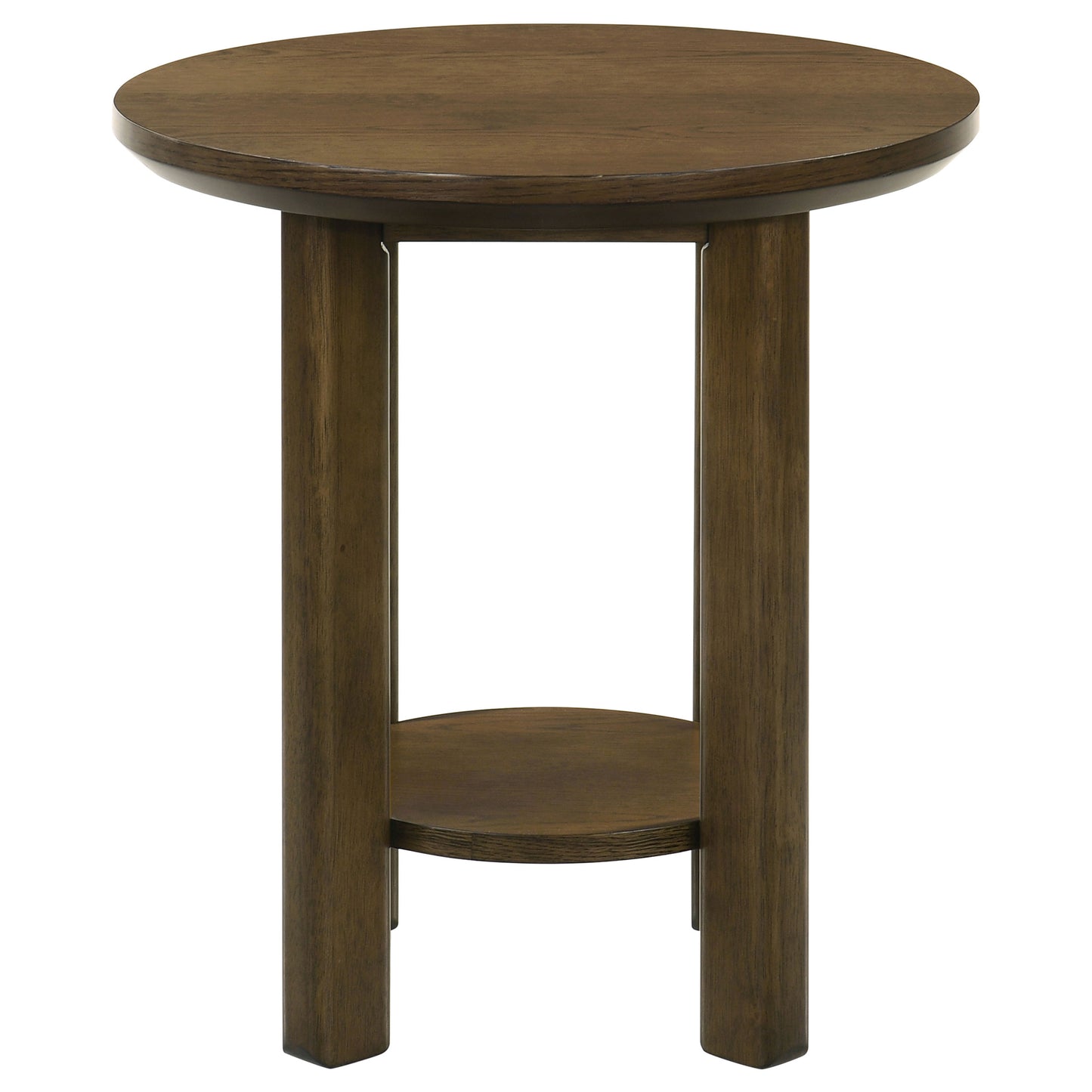 Ottowa 22-Inch Round Wood Side End Table with Shelf Brown