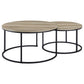 Lainey 2-piece Round Nesting Coffee Table Distressed Pine