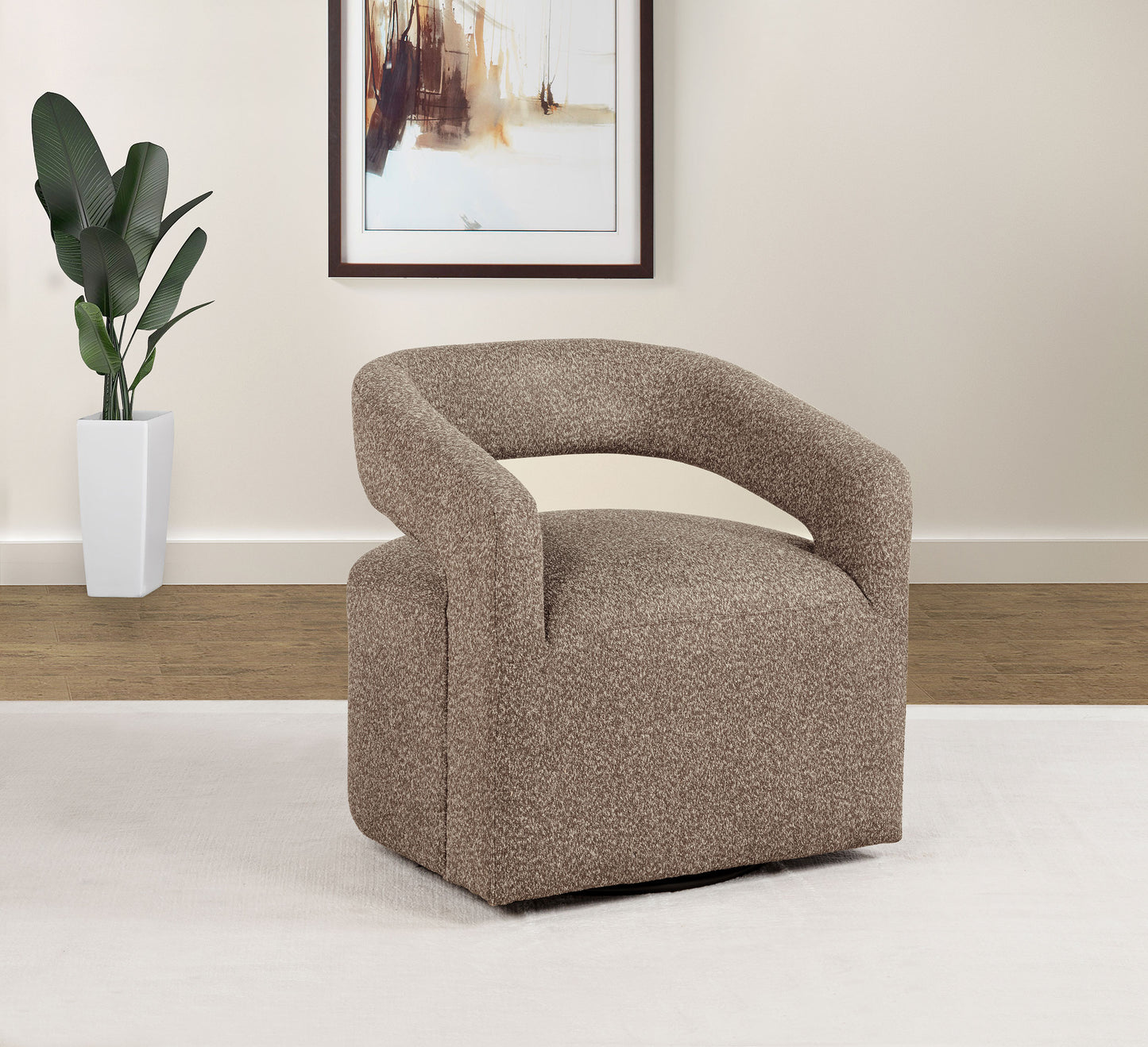 Westhill Boucle Upholstered Swivel Accent Chair Rocky Road