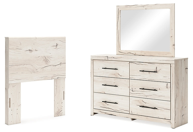 Twin Panel Headboard with Mirrored Dresser