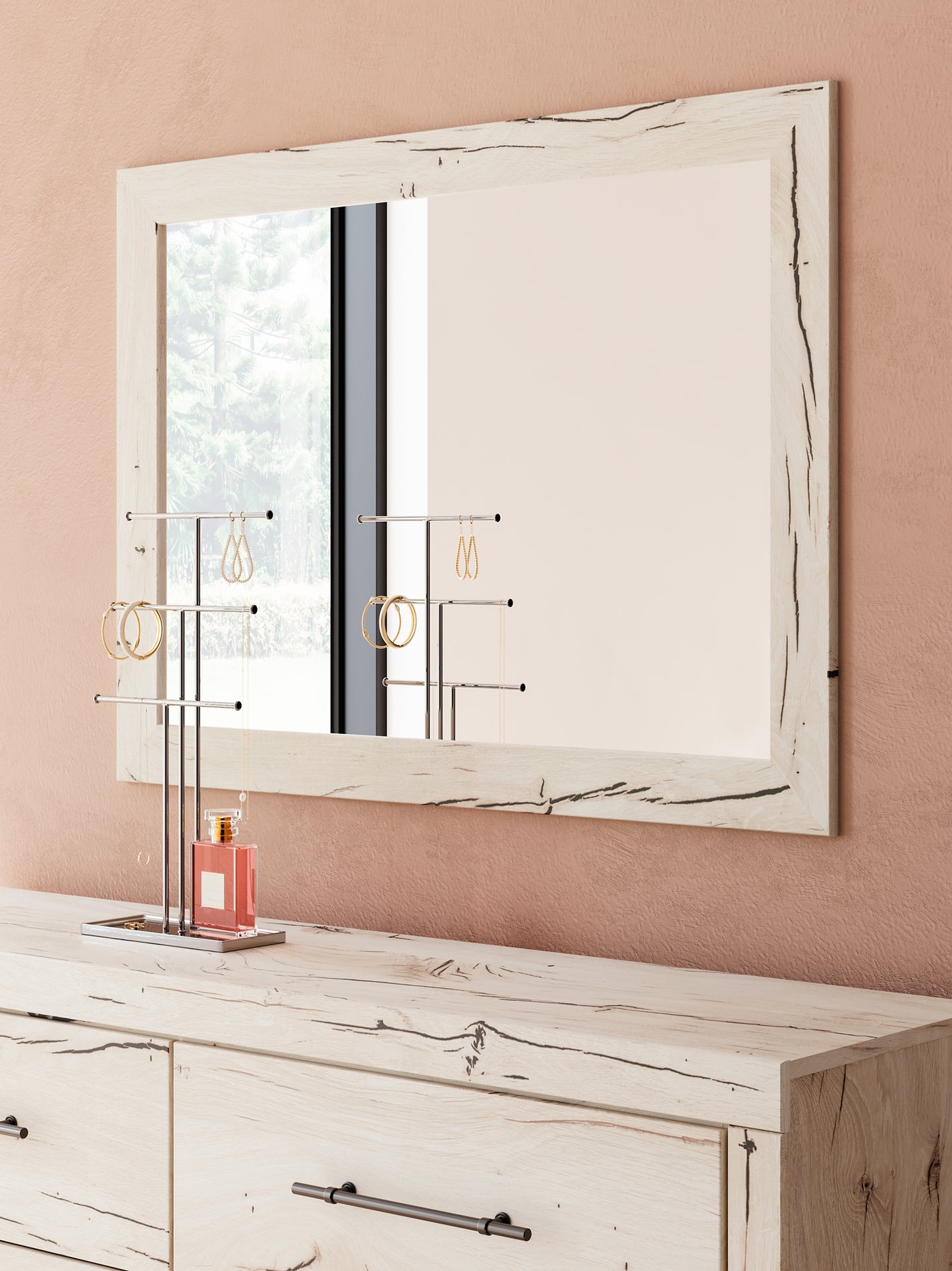 Twin Panel Headboard with Mirrored Dresser