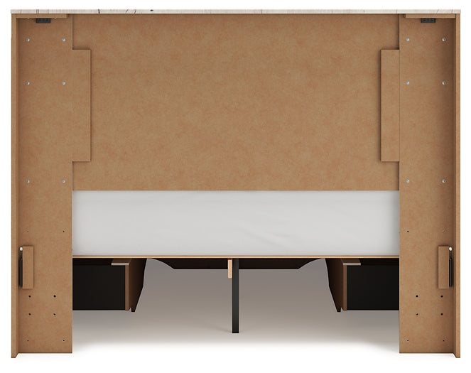Queen Panel Storage Bed with Mirrored Dresser, Chest and Nightstand