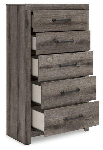 Graystorm Queen Panel Bed with Mirrored Dresser, Chest and Nightstand
