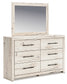 King Panel Bed with Mirrored Dresser and Chest