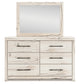 King Panel Bed with Mirrored Dresser and Chest