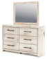 King Panel Bed with Mirrored Dresser and Chest