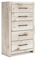 King Panel Bed with Mirrored Dresser and Chest