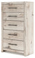 King Panel Bed with Mirrored Dresser and Chest