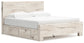 King Panel Bed with Mirrored Dresser and Chest