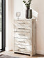 King Panel Bed with Mirrored Dresser and Chest