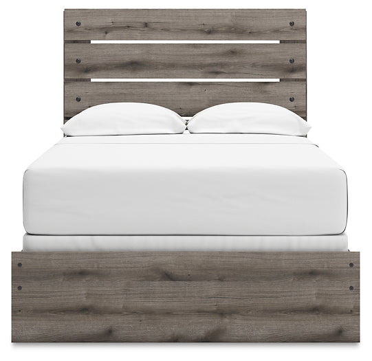 Graystorm Full Panel Bed with Mirrored Dresser and Chest