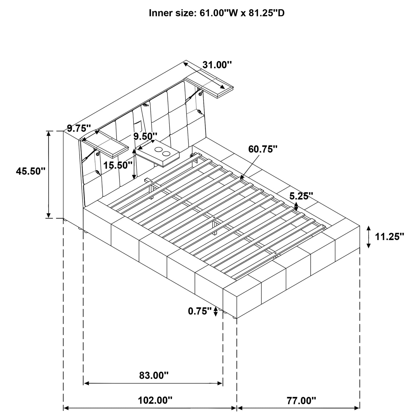 Dreux Upholstered Queen Panel Platform Bed Grey