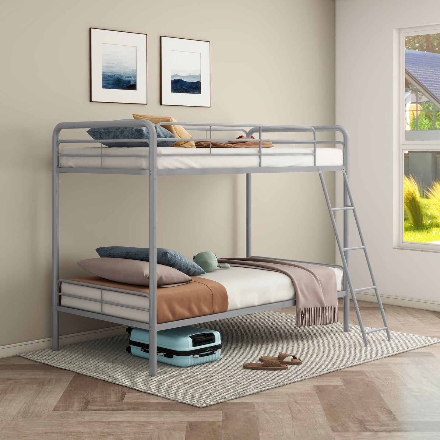 Carson Metal Twin Over Twin Bunk Bed Glossy Silver